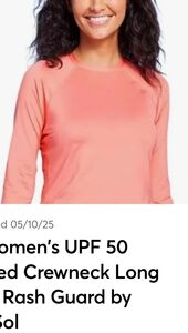 Women's Coral Long Sleeve Rash Guard Peach Size M